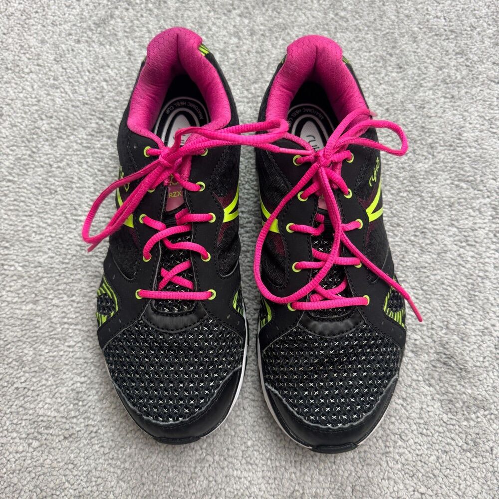 Ryka Vida RZX Cross Training Athletic Shoes Sneakers Womens 5M Black Pink Lime